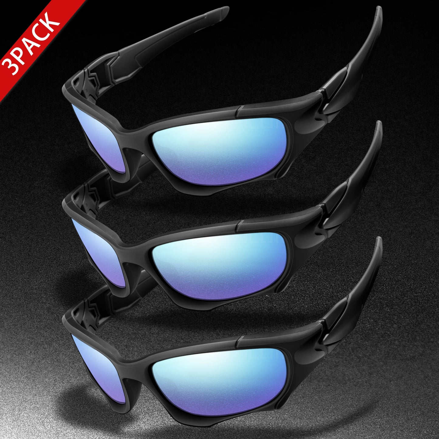 3-PACK Trendy Outdoor Tactics Sports Sunglasses Men and Women Cycling Glasses Driving Camping Travel Colorful Goggles