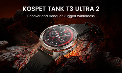 Ceas inteligent KOSPET TANK T3 Ultra 2 pentru bărbați, cu GPS, din oțel inoxidabil, rezistent la apă până la 50 m, IP69K, monitor de sănătate, compatibil cu Android și iOS
