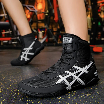 Leichte Ringerschuhe für Herren – Professionelle Box-Trainingsschuhe – Große Größen – Schwarz-Weiß – Fitnessstudio – Outdoor-Sport