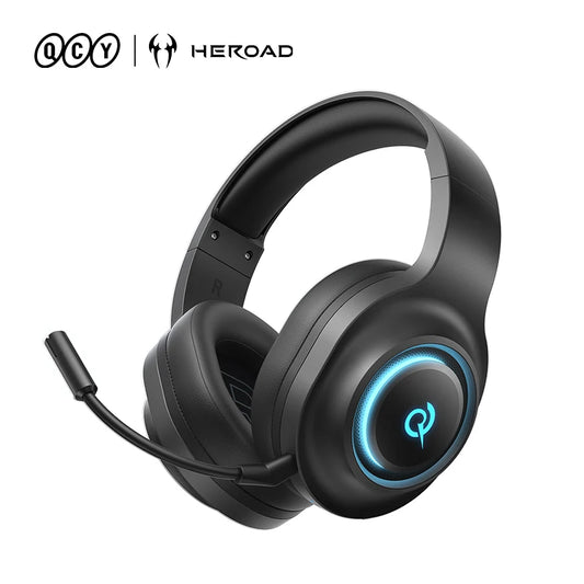 Casque Gamer Sans Fil QCY Heroad V200 RGB avec Microphone Détachable, Son Surround 7.1, Connexion Tri-Mode, Casque Over-Ear pour PC/PS4/PS5