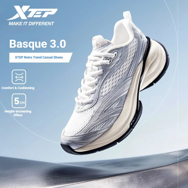 Xtep Basque 3 férfi cipő, retro stílusú, lélegző, luxus, magasságnövelő sportcipő, tavaszi kollekció 874219320001