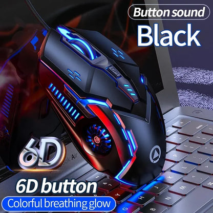 YINDIAO Ergonomic Wired Gaming Mouse RGB Mute Mouse LED Backlit 3200dpi 6 Button G5 USB Mechanical Mouse For PC Laptop Computer