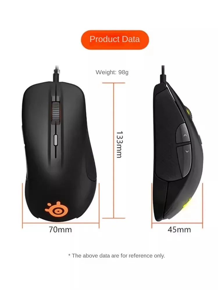 SteelSeries Rival 300S Gaming Mouse Wired RGB Gaming Mouse with TrueMove1 Optical Sensor, 7200 CPI, 6 Programmable Buttons USB Gaming Mouse