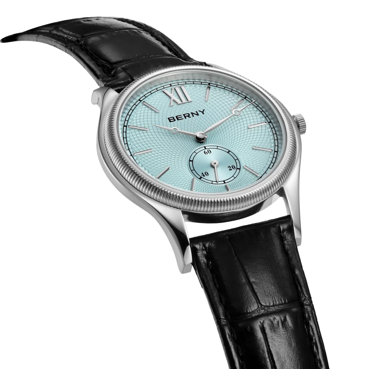 BERNY Men's Watches Slim Luxury Classic Stylish Dress Quartz Watch Fashion Elegance Leather Band Wristwatch
