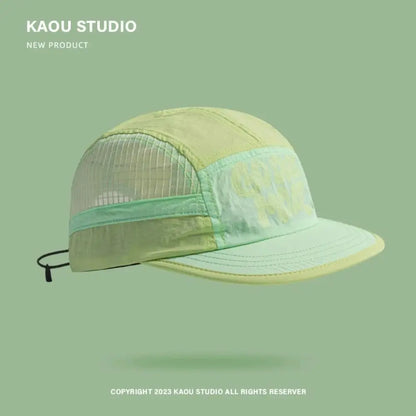 Soft Brim Quick-drying Baseball Cap Retro 5-panel Sun Protection Breathable Hat Casual Hip-hop Hat Mesh Running Caps
