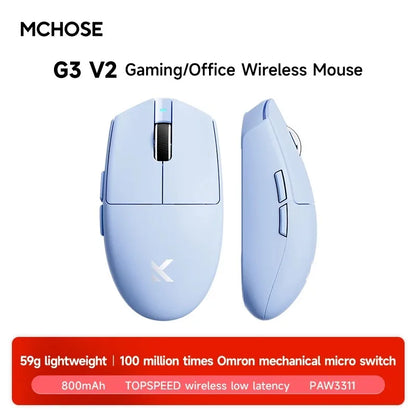 Безжична е-спорт мишка MCHOSE G3 V2 Pro, лека, с три режима, Bluetooth, PAW3395, висока производителност, 800mAh, за игри и офис, 59g