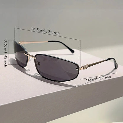 Alloy Rimless Square Sunglasses Women New in Stylish Outdoor Decor Shades Women Trendy Pink Silver Designer Mirror Sun Glasses