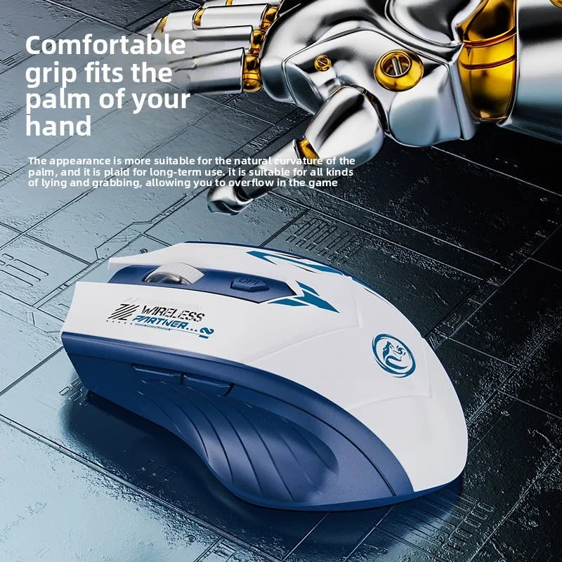 Wireless Gaming Mouse 2.4G Bluetooth Rechargeable Silent Mouse, Dual Mode Wireless Gaming Mouse with 6 Buttons, Adjustable DPI, Ergonomic Mouse for PC, Laptop & Mac