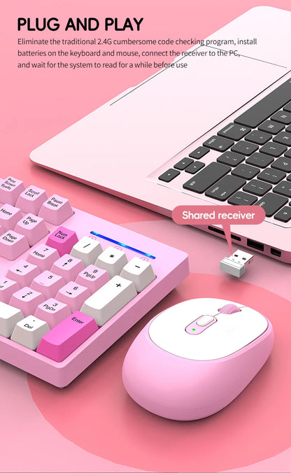 Set inalámbrico de teclado y ratón gaming de oficina NexusClick, ahorro de energía inteligente, tamaño completo, 104 teclas, 1600DPI ajustable, USB para portátil y PC