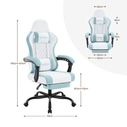 Silla de ordenador giratoria WOLTU con función de masaje, silla de oficina ergonómica con almohada y reposapiés, silla gaming ajustable en altura