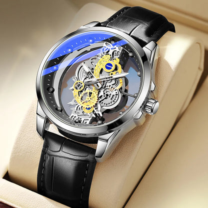 Montre-bracelet pour homme TPW – Style tendance, modèle « squelette » (noir, doré ou bleu), mouvement à quartz (non automatique), accessoire de luxe, collection – Vente en gros