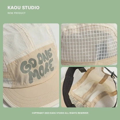 Soft Brim Quick-drying Baseball Cap Retro 5-panel Sun Protection Breathable Hat Casual Hip-hop Hat Mesh Running Caps
