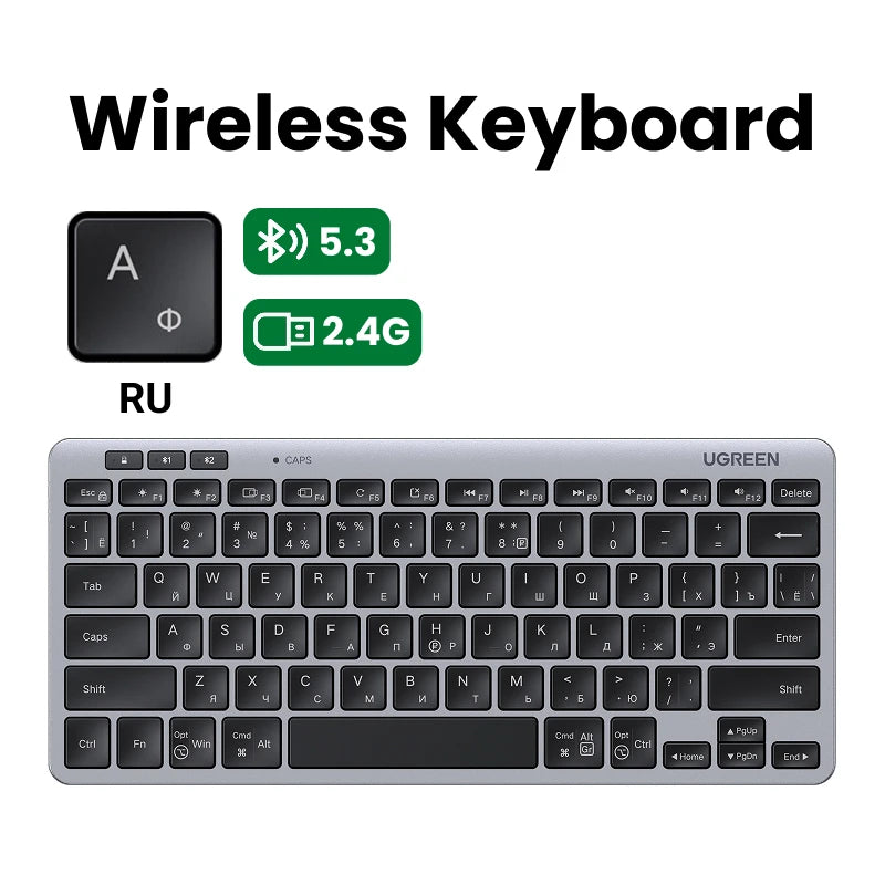 UGREEN Keyboard Wireless Bluetooth 5.3 2.4G Russian/EN 78 Keycaps For MacBook iPad PC Tablet  Scissor Foot Structure