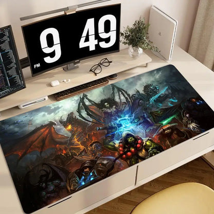 World of Warcraft Anime XXL-spelmusmatta med låskant, tangentbords- och musmatta, kontors- och gamertillbehör för datorer HYBXXC