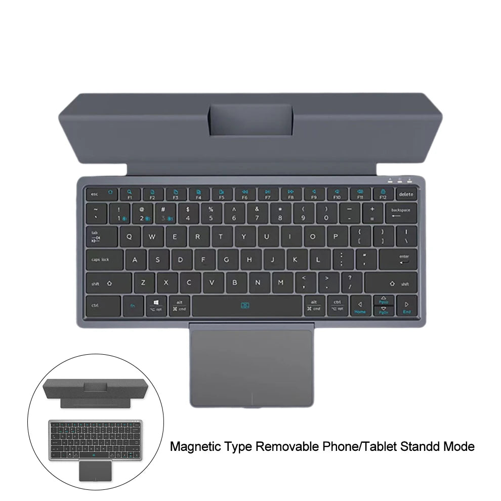BOW Foldable Bluetooth Keyboard with Touchpad/Numberic Pad Portable Rechargeable Folding Wireless Keyboard for Tablet iPad