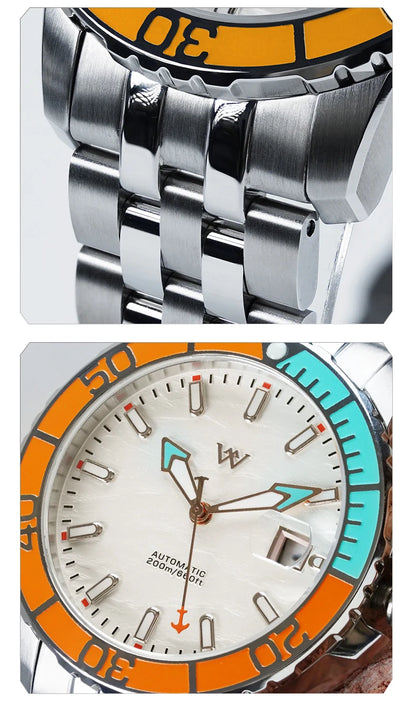 Zegarek WM – automatyczny zegarek mechaniczny NH35 z powłoką antyrefleksyjną, wodoodporny do 200, z szafirowym szkłem – Welly Merck Watch WM206