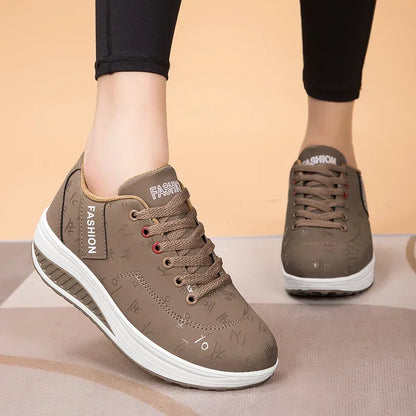 Women’s Outdoor Thick-Bottom Swinging Casual Shoes Fashion Platform Large 42 Flat-Bottom Walking Sports Shoes Walking and Running