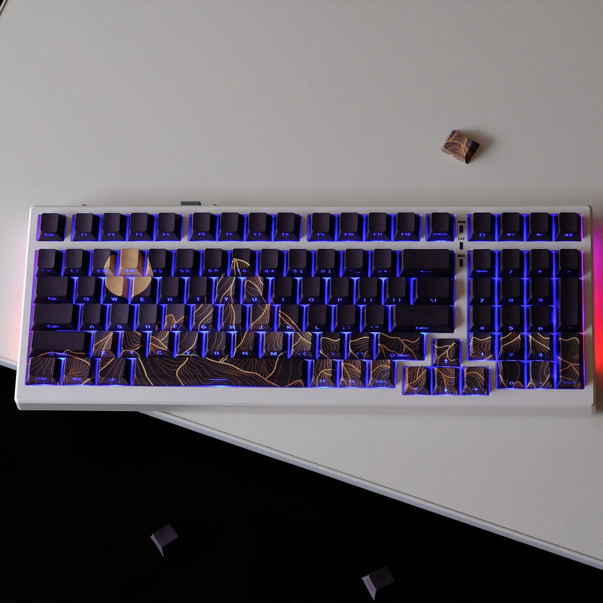 KYOMOT 135 Keys PBT Side Print Keycap Double Shot Cherry Profile Shine Through Keycaps for MX Switch Games Mechanical Keyboard