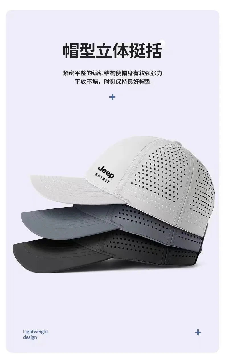 JEEP Quick drying Baseball Hat Summer Mesh Men's and Women's Sunshade, Breathable Sunscreen, Duck Tongue Hat