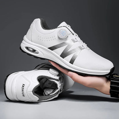 Golf Shoes Air Cushion Men Sports Running Driving Shoes Breathable Lightweight Comfortable Athletic Nonskid Rotating Sneakers