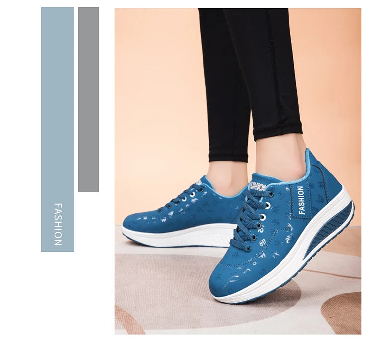 Women’s Outdoor Thick-Bottom Swinging Casual Shoes Fashion Platform Large 42 Flat-Bottom Walking Sports Shoes Walking and Running