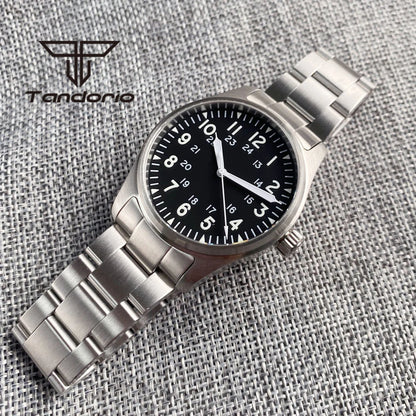 Tandorio 39 mm – męski zegarek automatyczny typu pilot nurkowy, mechanizm NH35/PT5000/Miyota8215, szafirowe szkło AR, wodoodporność 20 barów, świecące wskaźniki