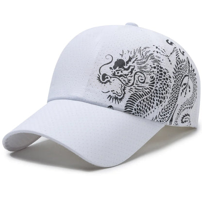Dragon print baseball cap, summer outdoor sun protection sports quick drying cap, casual men's and women's duckbill cap