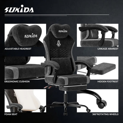 SUKIDA Gaming Chair Breathable Office Chair Office Chair Ergonomic High Quality Fabric Ergonomic PC Chair