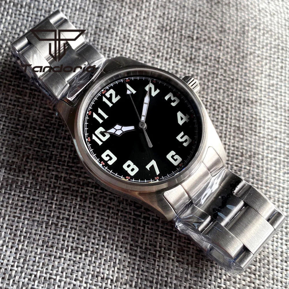 Tandorio 39 mm – męski zegarek automatyczny typu pilot nurkowy, mechanizm NH35/PT5000/Miyota8215, szafirowe szkło AR, wodoodporność 20 barów, świecące wskaźniki