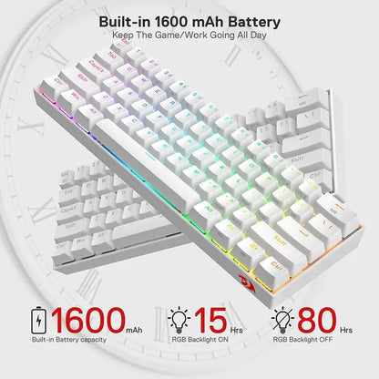 Redragon K530 Pro Draconic 60% Wireless Mechanical Keyboard, 61-Key RGB Hot-Swappable Gaming Keyboard, Bluetooth 5.0/2.4GHz/USB-C Tri-Mode Mechanical Keyboard
