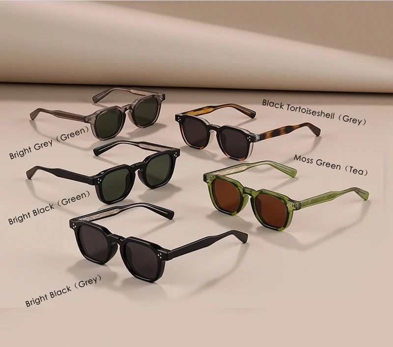 Classics Rivets Style Retro Sun Glasses for Women TR90 Frame Polygon Polarized Sunglasses UV400 Male Black Green 2025 Summer