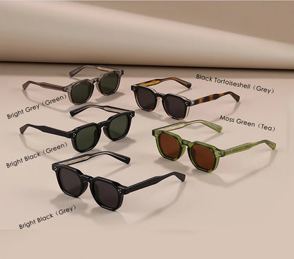 Classics Rivets Style Retro Sun Glasses for Women TR90 Frame Polygon Polarized Sunglasses UV400 Male Black Green 2025 Summer