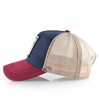 Cappellino trucker fashion con patch ricamata con capra, snapback da baseball quattro stagioni per uomo e donna, cappello con visiera regolabile
