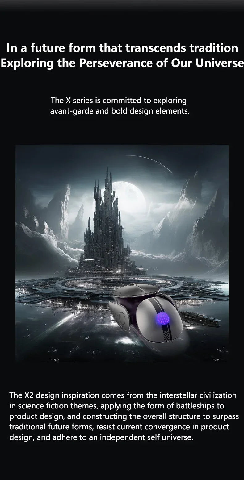 Mouse wireless Bluetooth in metallo Inphic X2 tri-mode, silenzioso, ricaricabile, e-sport, retroilluminato, per gaming, PC e laptop, idea regalo