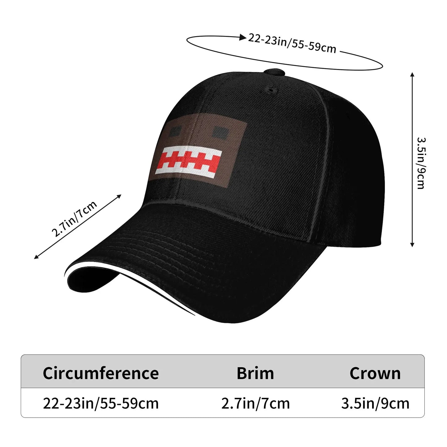 PIXEL Domo Kun Doll Face Sandwich Caps Men Women Hip-Hop,Baseball Caps Cute Funny Adjustable Fishing All seasons Hat
