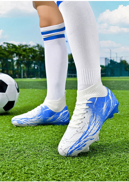 Chaussures de football à crampons FG pour terrain ferme, coupe basse, à lacets, pour hommes, professionnelles, antidérapantes, résistantes à l'usure, pour entraînement sur herbe naturelle