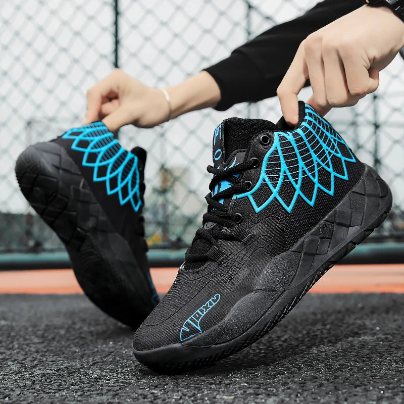 The youth actual combat basketball shoe movement outdoor comfortable cushioning wear-resisting fashion breathable high quality
