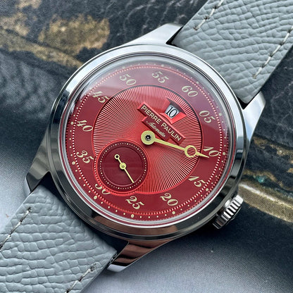 NEW Pierre Paulin Jumping Hour Men Watch Automatic St17 Mechanical Watch Steel Purplewatch Vintage Date Window 38mm Metal