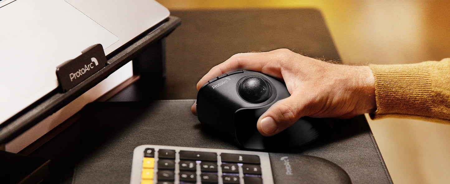 ProtoArc EM05NL Wireless Trackball Mouse Rechargeable Bluetooth Ergonomic Vertical Rollerball Mouse for Computer iPad Mac Windows