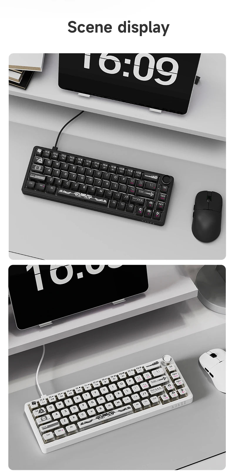 AJAZZ AK690 65% Mechanical Keyboard Full-key Hot-swap Wired USB Plug And Play Mixed Light 68 Keys Gaming Keyboard For Laptop PC