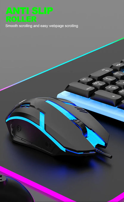 NG GTX350 Set gaming tastiera e mouse per computer e laptop, kit gamer con retroilluminazione LED, tastiera USB cablata GTX350 - Nero