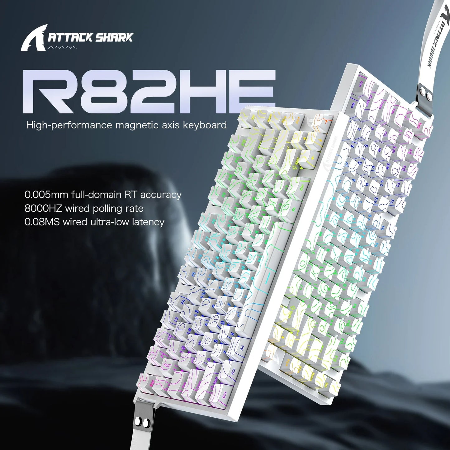 ATTACK SHARK R82 HE 8000Hz Magnetic Switch Keyboard 75% 0.005mm Rapid Trigger Low Latency RGB Hall Effect Wired Gaming Keyboard