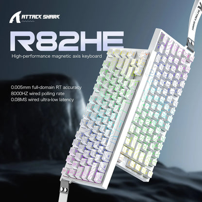 ATTACK SHARK R82 HE 8000Hz Magnetic Switch Keyboard 75% 0.005mm Rapid Trigger Low Latency RGB Hall Effect Wired Gaming Keyboard