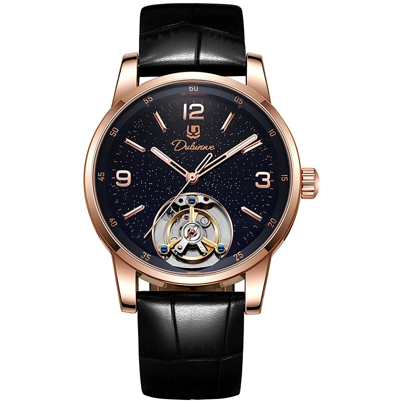 Tourbillon-herreur, sporty, automatisk, mekanisk, vandtæt, luksusarmbåndsur fra et førsteklasses mærke