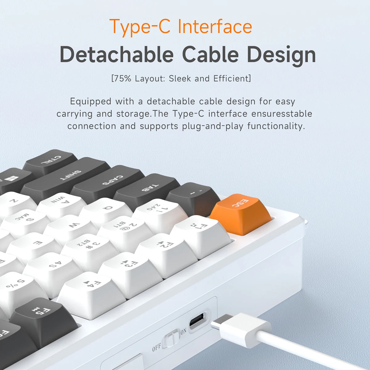 AJAZZ AF82 Office Low-Profile-Tastatur RGB kabelgebundene/kabellose Gaming-Tastatur 75%-Layout 82 Tasten 4000mAh Akku für Win/Mac
