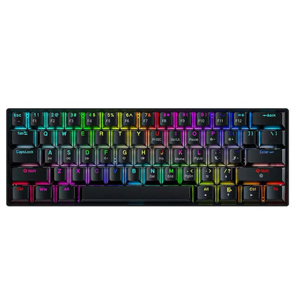 61-Key RGB Backlit Tri-Mode Bluetooth Mechanical Keyboard Dust-Proof Hot-Swappable Wireless Gaming & Office Keyboard for Esports