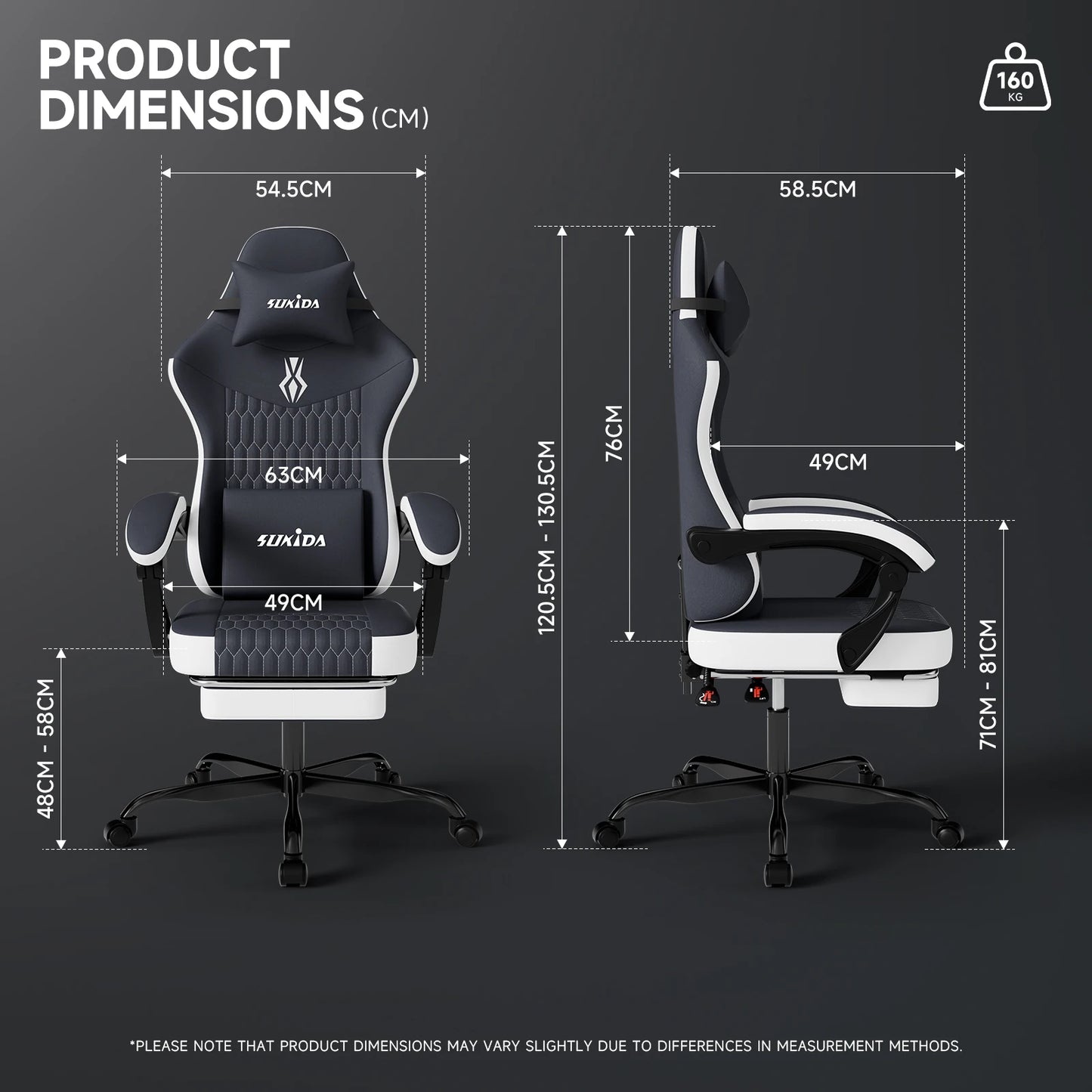 SUKIDA Gaming Chair Gamer Chair Ergonomic Office Chair Footrest Adjustable Lumbar & Pillows Gaming Chair