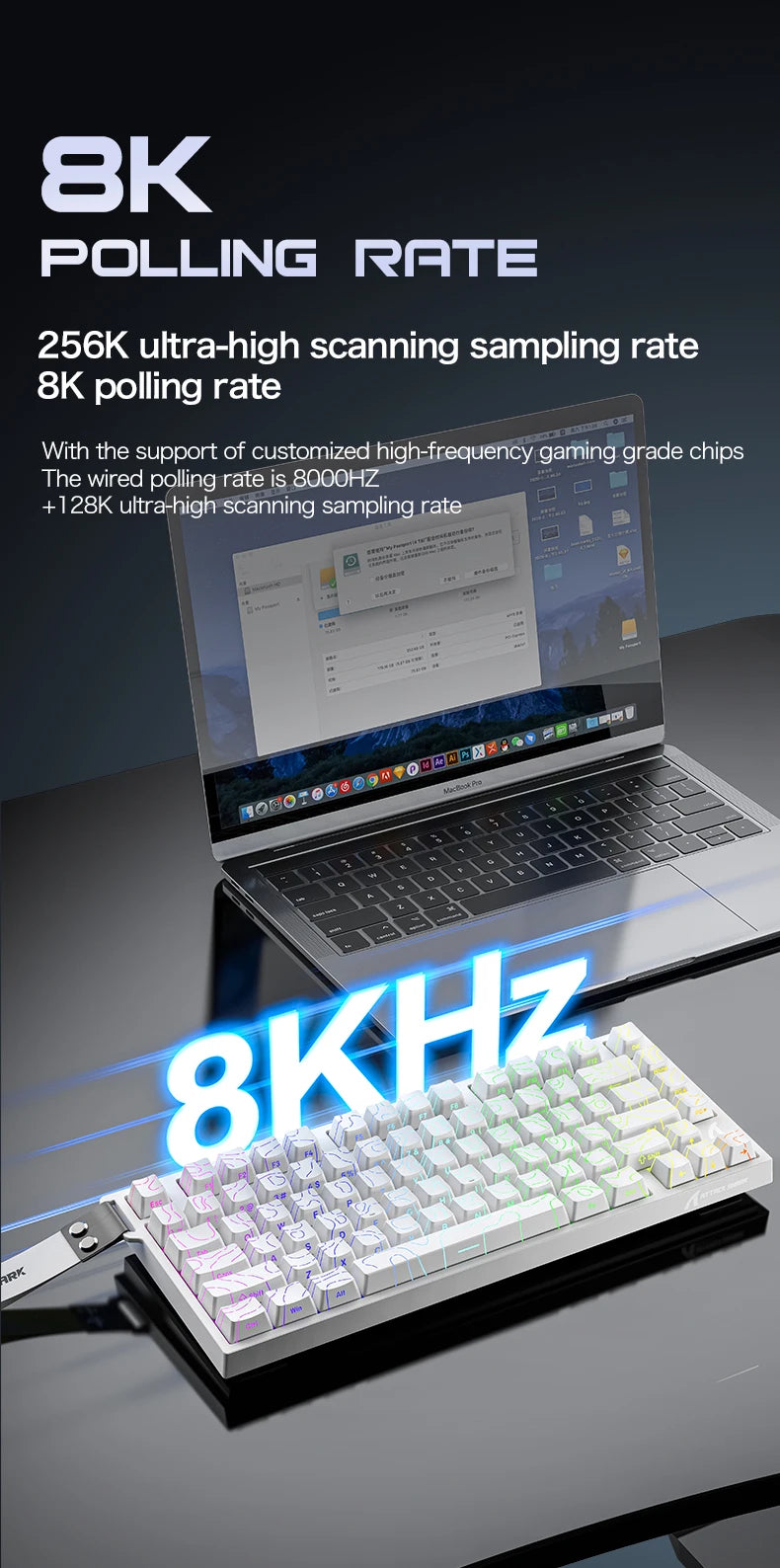 ATTACK SHARK R82 HE 8000Hz Magnetic Switch Keyboard 75% 0.005mm Rapid Trigger Low Latency RGB Hall Effect Wired Gaming Keyboard