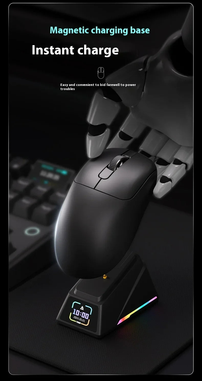AJAZZ AJ179 APEX Gaming Mouse with Color Screen Dock, Magnetic Charging, 8000Hz High-Frequency, Tri-Mode (PAW3950) Right-Handed