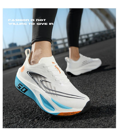 Baskets de sport pour homme FourSeasons, chaussures de course CarbonPlate, chaussures de marathon respirantes et confortables, chaussures d'entraînement d'athlétisme, marche